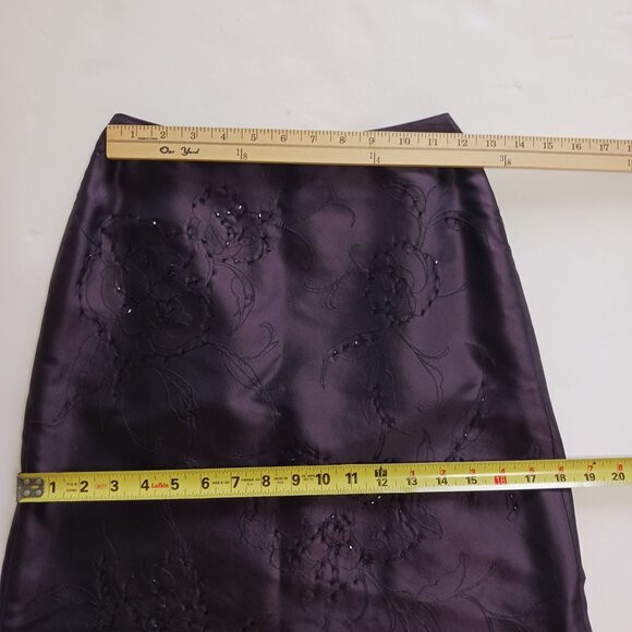 VTG Ann Taylor Purple Silk Strapless Embroidered Satin 2 PC Gown Beaded 0P - Picture 14 of 16
